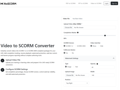 Screenshot of XtoSCORM