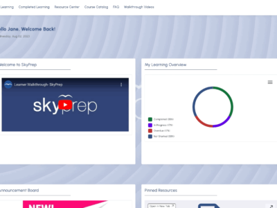 Screenshot of SkyPrep LMS