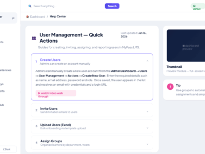 Screenshot of MyPass LMS