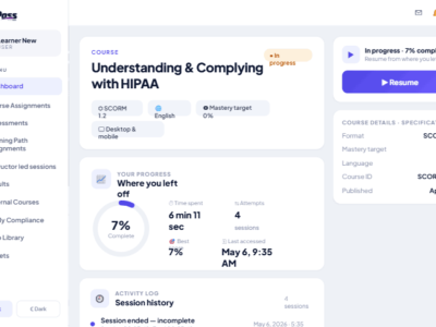 Screenshot of MyPass LMS