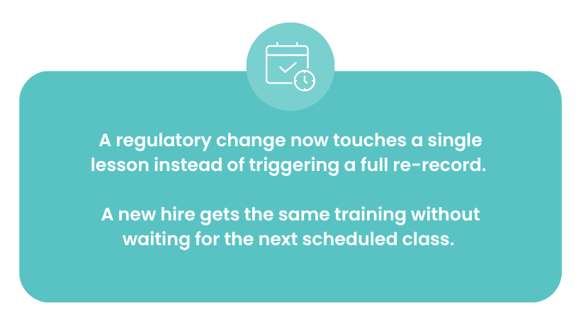 A regulatory change now touches a single lesson.