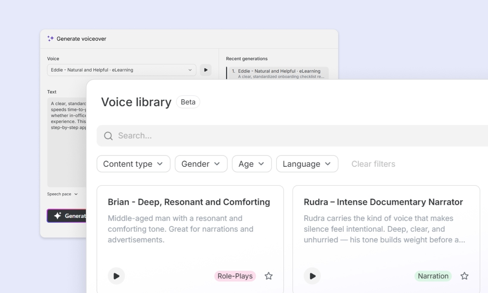 You can use iSpring Suite AI to generate voiceovers for product training.