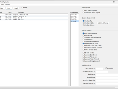 Screenshot of CheckMark Payroll Software