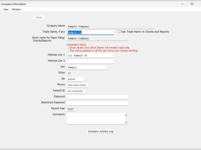 Screenshot of CheckMark Payroll Software