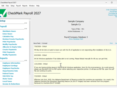 Screenshot of CheckMark Payroll Software